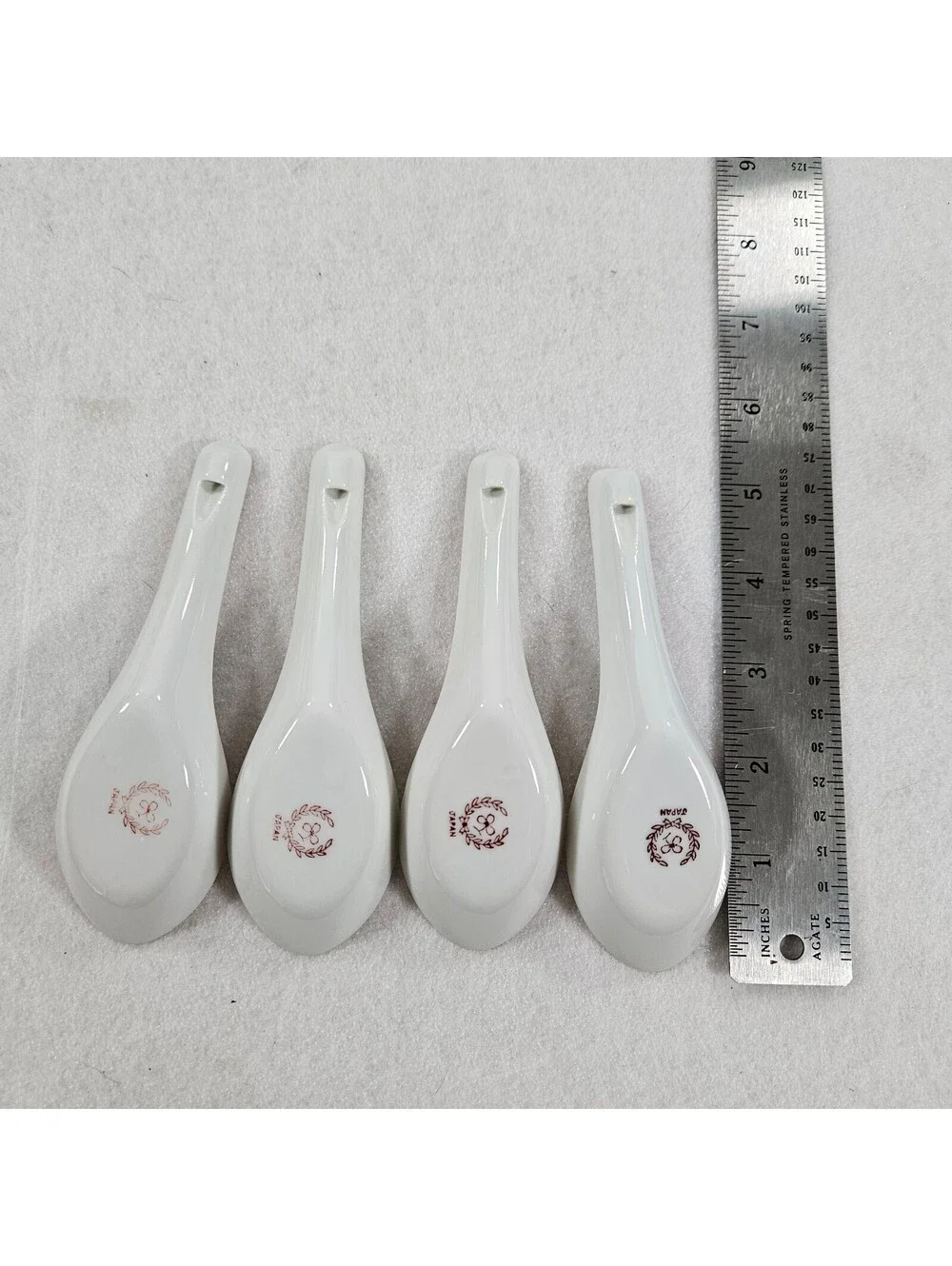 Vintage 1970s Japan Famille Rose Porcelain Soup Spoons 5